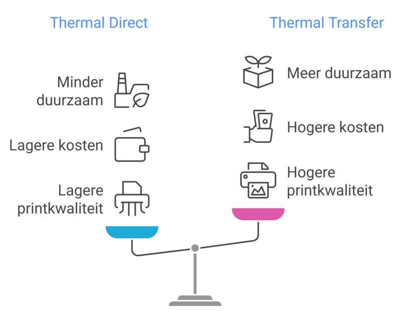 Vergelijking direct thermisch vs thermal transfer